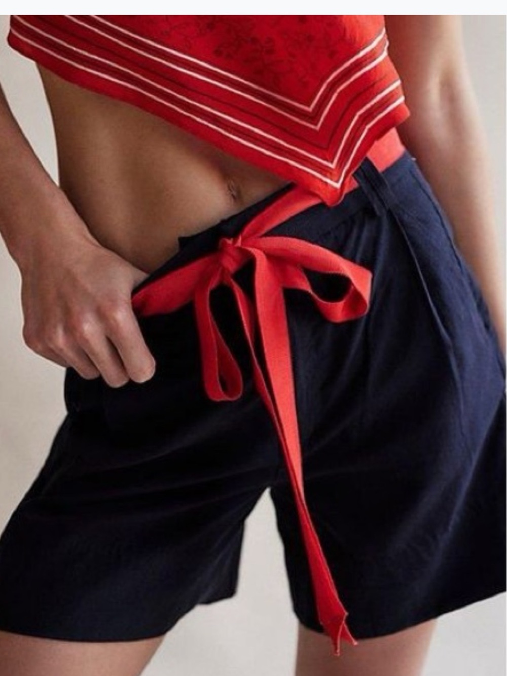 Free People Perfect Prep Trouser Shorts Navy Size 8 NWT